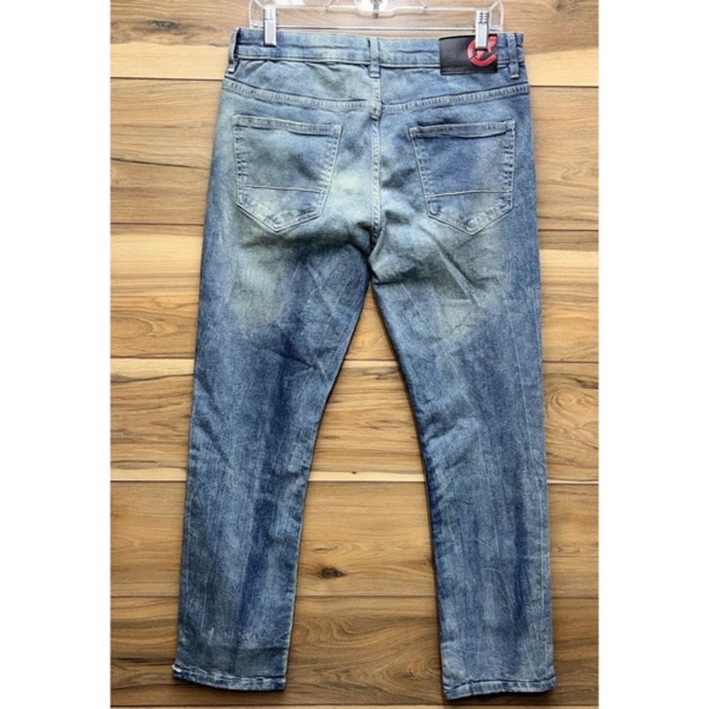 Ecko Unltd Jeans Mens 30 Blue Denim Cotton Stretch Mid Rise Straight Leg Zip Fly - Picture 4 of 15